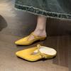 Elegant Pointed Toe Women Slippers Fashion Mules Shoes Heeled Sandals 2025 Designer Slides Summer New Luxury Flip Flops Mujer
