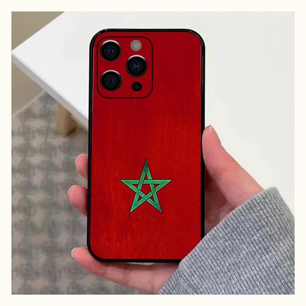 Morocco Flag Phone Case For Apple iPhone 15,14,13,12,11,Pro,X,XS,Max,XR,Plus,Mini Soft Black Cover