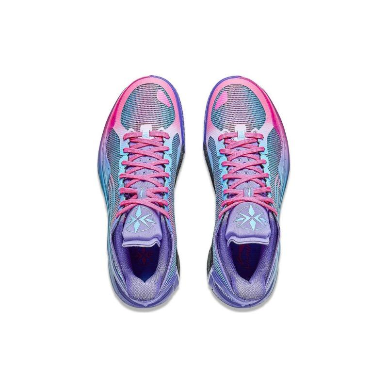 LiNing Liren 4 V2 Ammonite men low-top performance basketball shoes blue purple with BOOM cushioning technology ABAU037-9