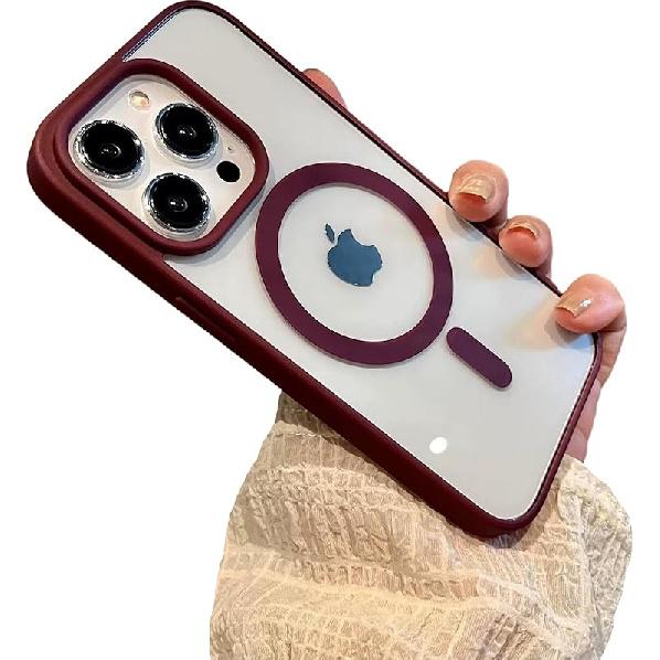 

Caseative для чехла iPhone 13 Pro Max, прозрачный матовый, совместимый с MagSafe для беспроводной зарядки (Винно-красный, 13 Pro Max) вино красного