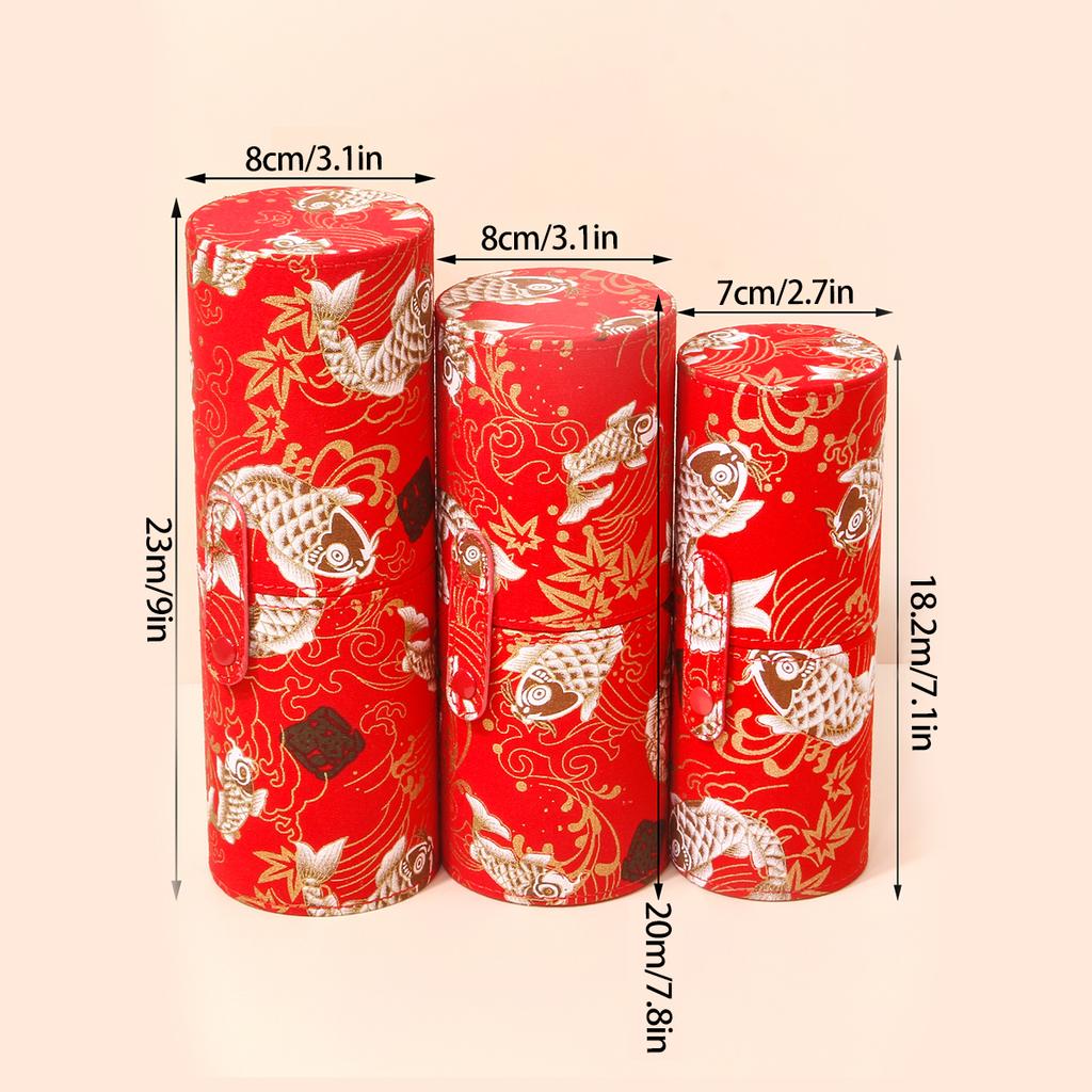 High-grade Guofeng Good Luck Koi Totem Makeup Brush Storage Bucket Multi-function Dustproof Makeup Tool Storage Container