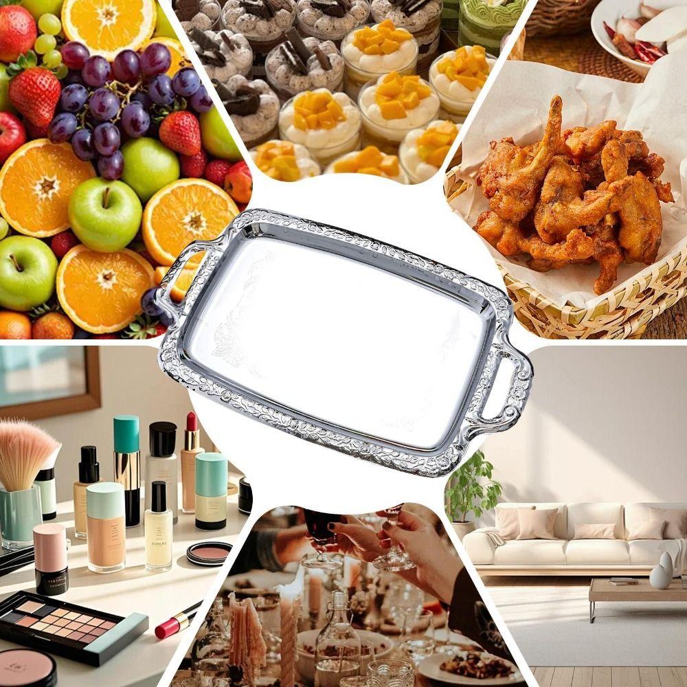 Metal Metal Serving Tray Stainless Steel Storage Tray Portable Charcuterie Tray Kitchen Use