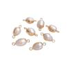 Natural Baroque Irregular Pearl Double Hole Rice Bead Flat Round Pendant for Handmade DIY Bezel Setting
