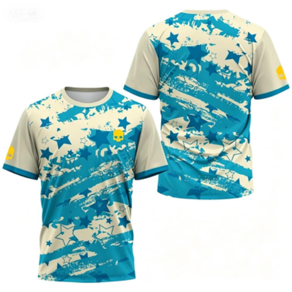 Men's T-shirt Round Neck Short Sleeved Color Printed Tennis Running Casual and Comfortable Outdoor Sportswear Top