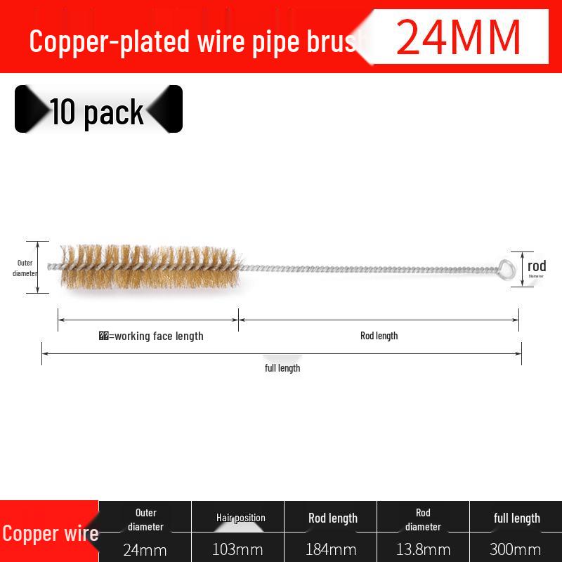 Small Bristle Test Tube & Pipe Cleaning Brush with Extended Steel Wire & Copper-Plated Features