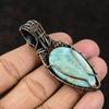 Larimar Kupferanhänger Edelstein Kupferdraht gewickelter Schmuck Regenbogenmondstein Kupferschmuck Handgefertigter Designerschmuck Geschenk für Sie Geschenk für Mama