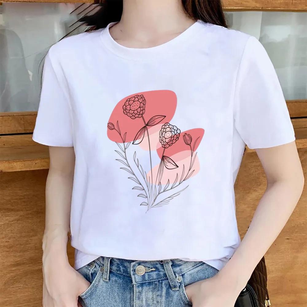Womens Trendy Short Sleeve Tshirt Cartoon Plant Beach Print Casual Graphic Regular Fit Womens Clothing Fashion T Shirts
