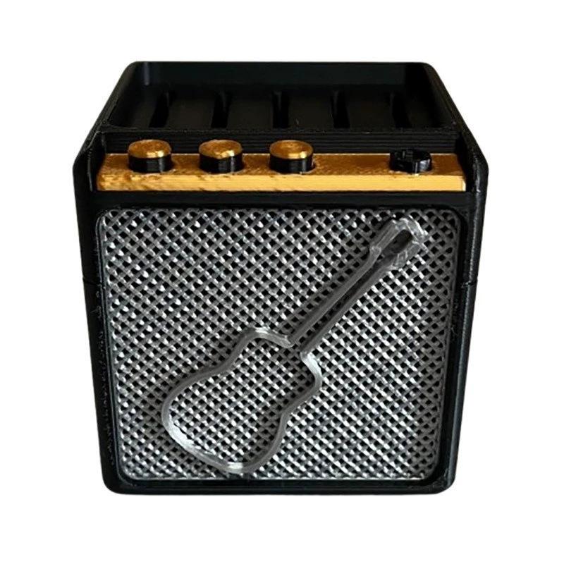 

Коробка-держатель для медиаторов, Держатель для медиаторов для динамика усилителя с 5 целлулоидными медиаторами, Набор коробок для хранения медиаторов для гитары, баса, укулеле золотой