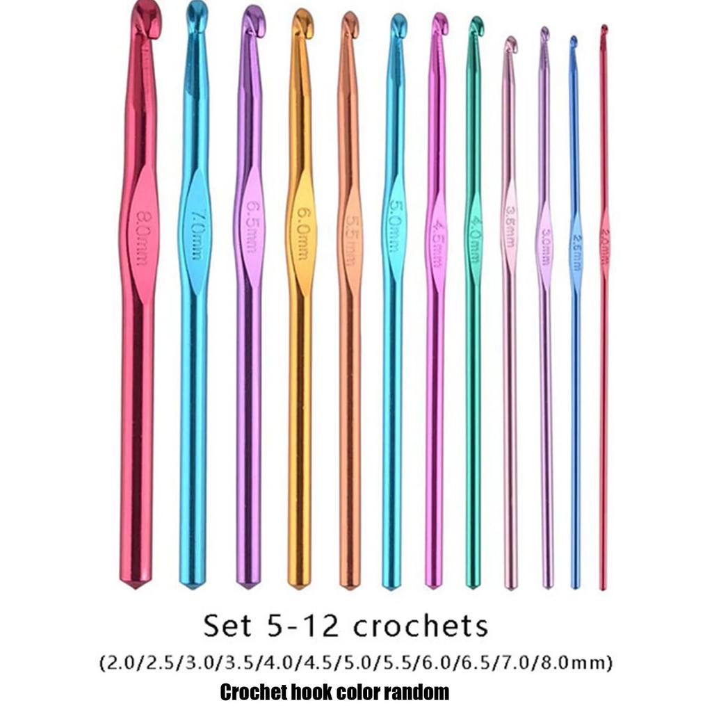 12/36 Metal Handle Crochet Hook Colorful Aluminum Knitting Needles Single Head Crochet Knitting Yarn Crafts DIY Apparel Needles