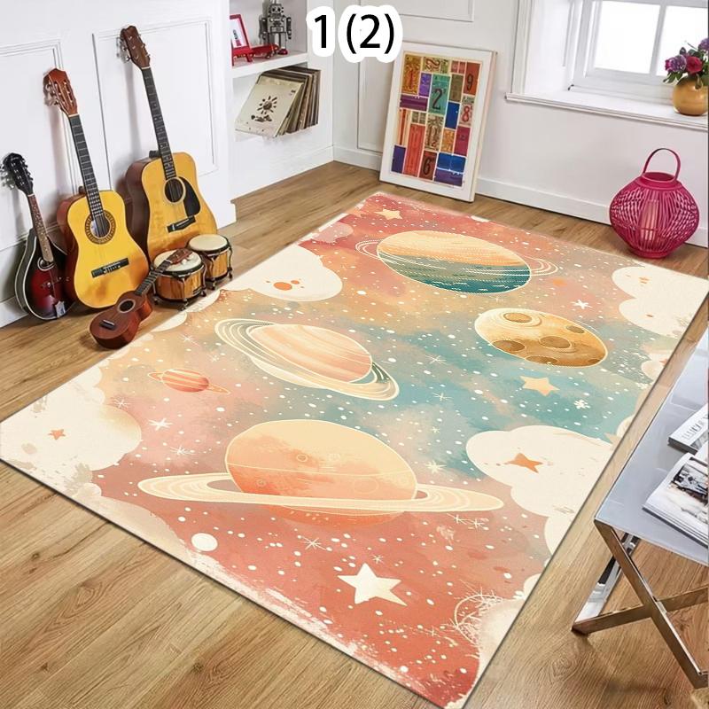

Blue-Pink Fresh Cartoon Starry Sky Area Rug Soft Non-Slip Floor Carpet for Bedrooms Living Rooms Cute Home Decor 40x60cm