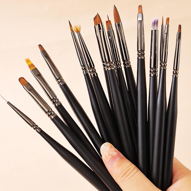 Wooden Handle Nail Drawing Brushes For Manicure Lines Painting Gradient Uv Gel Extension Builder Drawing Pen