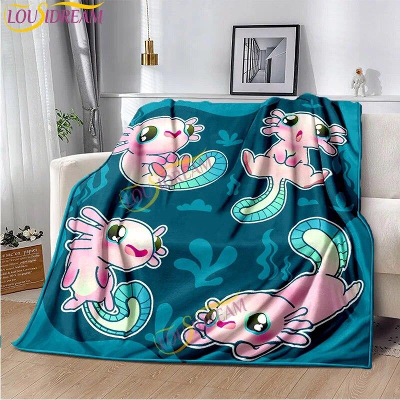 Animal de dibujos animados Ajolote suave felpa ropa de cama sala de estar sofá dormitorio cama mantas picnic impreso lindo Axolotl regalo manta