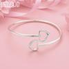 925 Sterling Silver Double Heart Adjustable Bracelet Wedding Jewelry