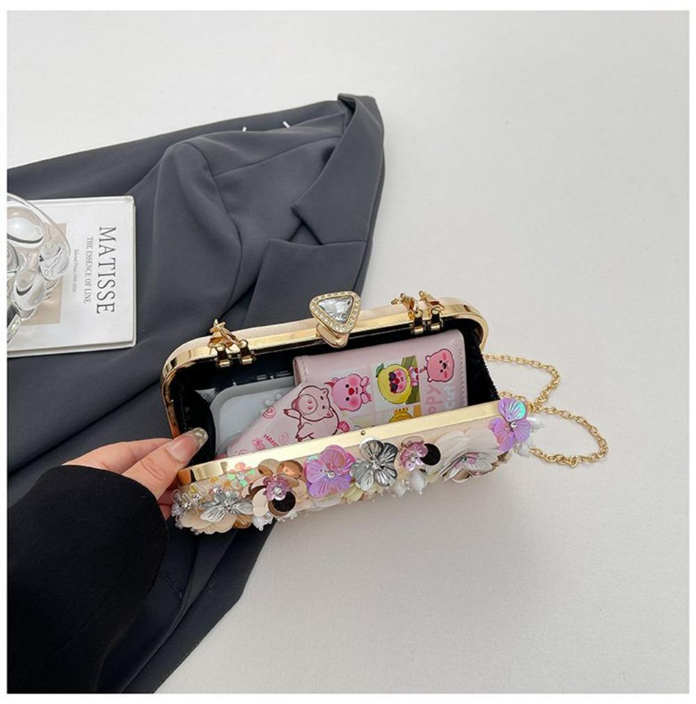 2025 Winter Women Evening Bags For Women Luxury Floral Rhinestones Shoulder Crossbody Bags Party Wedding Clutch Ladies Handbags