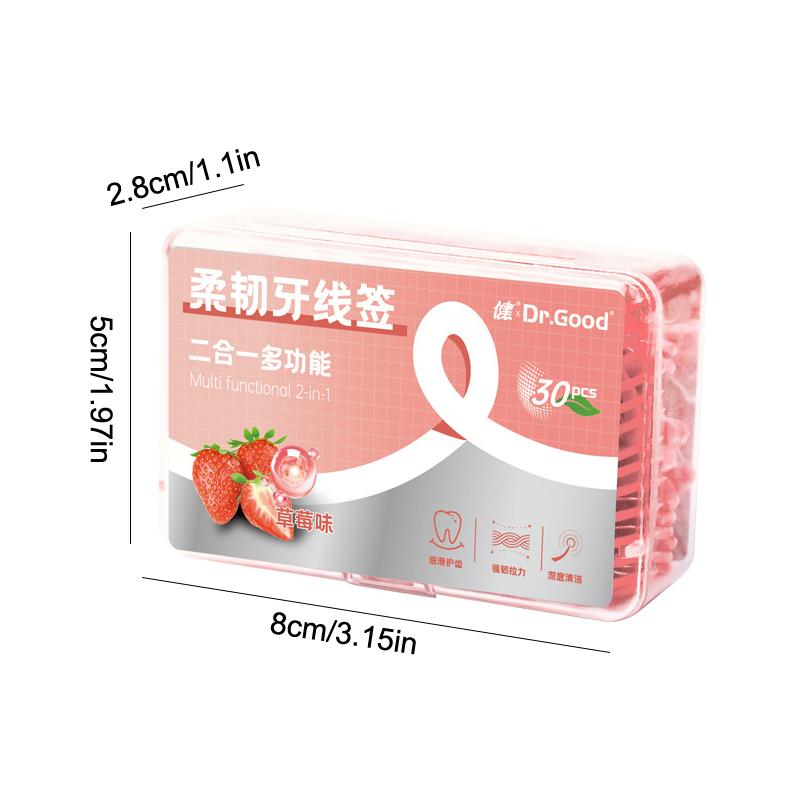 30pcs/Box Fruit Flavored Dental Floss Picks Portable Smooth Disposable Floss Sticks for Oral Hygiene Home Cleaning