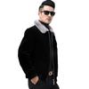 2024 Autumn/Winter Men's Thick Faux Mink Fur Coat with Full White Collar