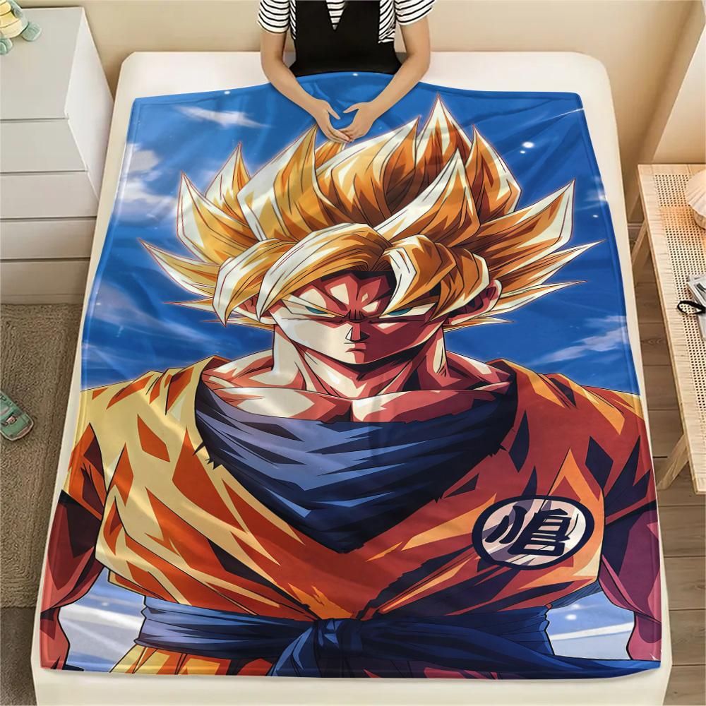 1PC Son Goku Patterned Flannel Blanket Suitable For All Seasons For Home Decor Warmth And Comfort Gifts Holiday Present