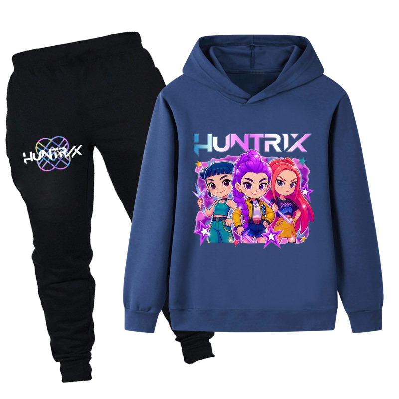 Winter Casual Comfortable Witch Hunting Group Printed Children's Set Hooded Sweatshirt Set