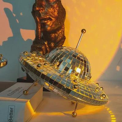 Retro Disco Flying Saucer Ornaments - Christmas Desktop Decorations