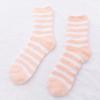 1 Pair Women's Autumn and Winter Striped Coral Fleece Sleep Socks Thickened Warm Mid-Calf Home Socks Simple Floor Socks