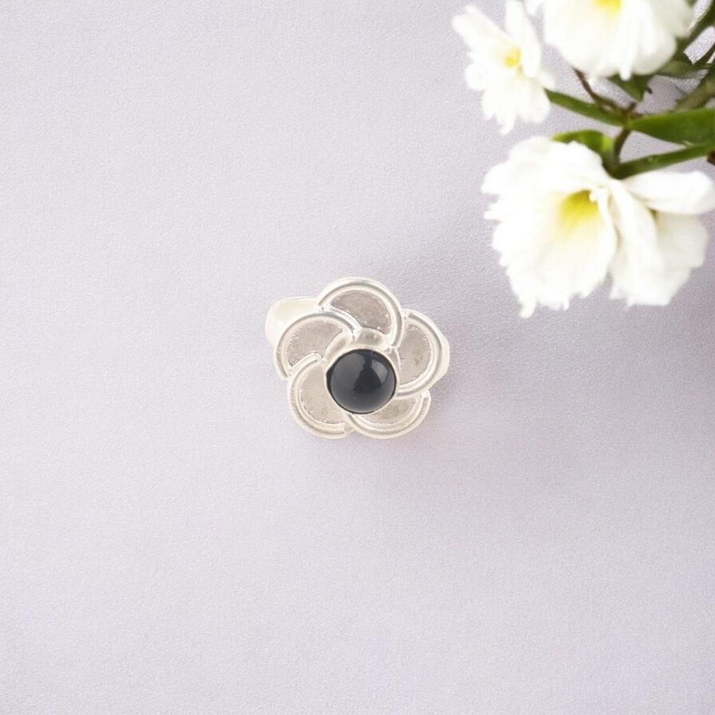 Black Tourmaline Gemstone Ring 925 Stamped Silver Handmade Jewelry New Year Gift RR-51-24