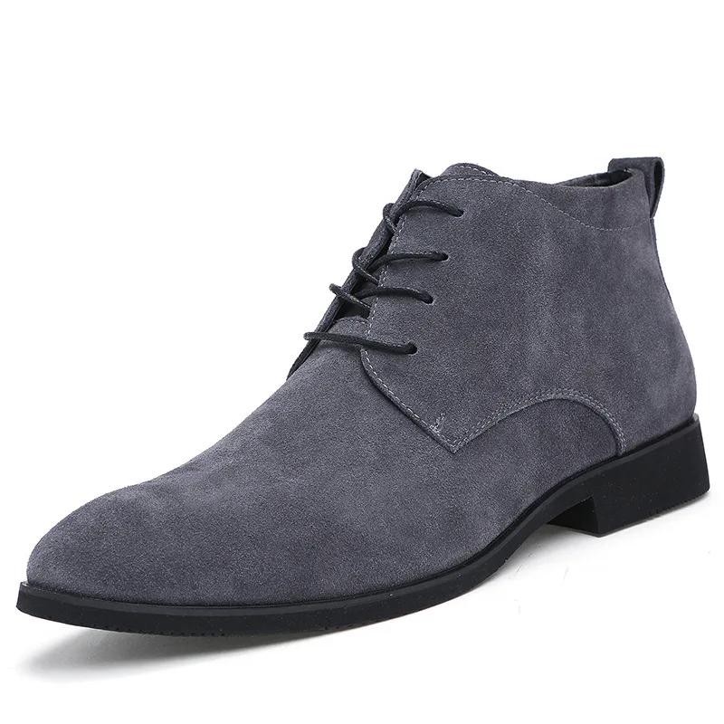 Genuine Leather Men's Boots   British Style Men Leather Shoes Comfortable Wear-resistant Male Casual Boots Botas Para Hombre