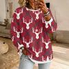 Women's Casual Christmas Print Long Sleeve Neck Pullover Top with Design