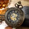 Luxury Retro Golden Hollow Skeleton Mechanical Pocket Watch Mens Fob Chain Steel Exquisite Sculpture Men Pocket Watch Gifts