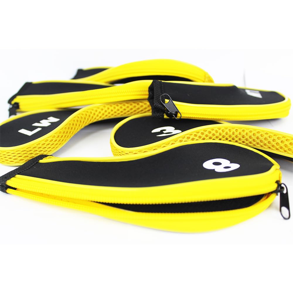 Scott Edward 12-Piece Digital Print Golf Club Iron Covers with Chloroprene Rubber Fasteners, Golf Wedge Covers, Long Neck Protective Net Golf Headcove