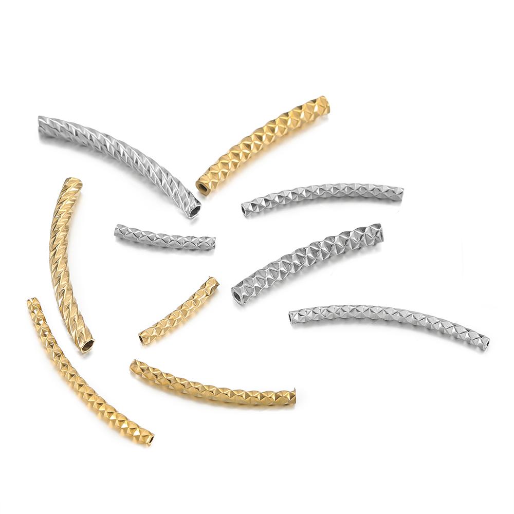 5pcs/Lots Stainless Steel Curved Long Tube Spacer Beads Connector for Handmade DIY Bracelet Necklace Jewelry Making Accessories