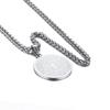 Stainless Steel Round Tag Pendant Letter Cross Necklace Gift