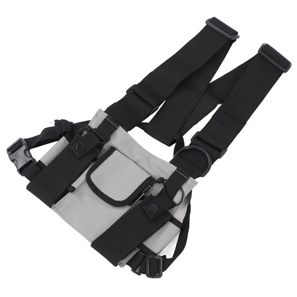 Zaino da petto regolabile multi tasca imbracatura funzionale gilet frontale rig borsa per esterni Grigio