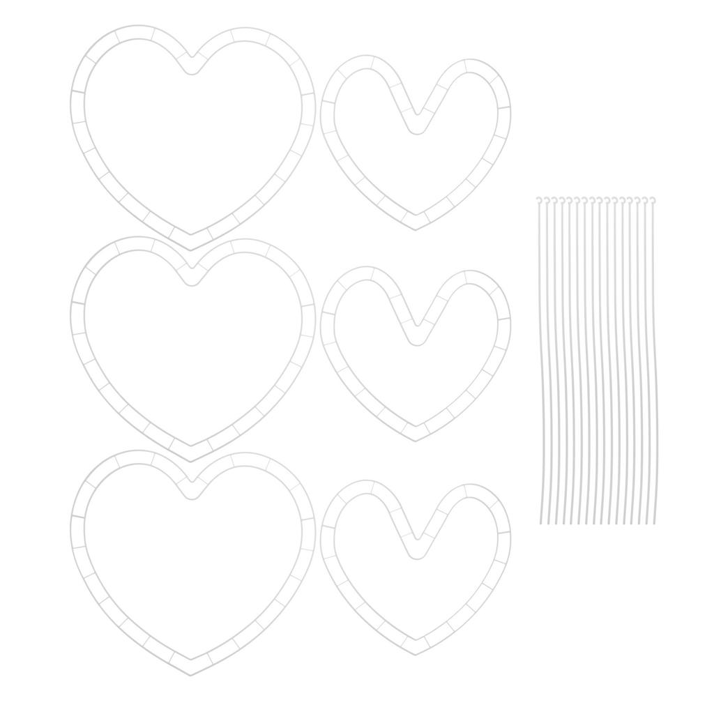 6Set Heart Shaped Plastic Wreath Frame Arranger Holder for Wedding Holiday Party Floral DIY Crafts Decoration