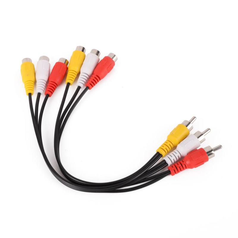 3 RCA Male to 6 RCA Female AV Splitter Cable Audio‑Video Transfer Wire for TV DVD Set‑Top Box Home Media Playback Equipment