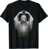 Vintage Ghost Face Heart Sign Hands Horror Costume Halloween T-Shirt