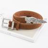 Genuine Leather Belt Lady's Knight Carved European and American Versatile Jeans Decorative Belt for Women