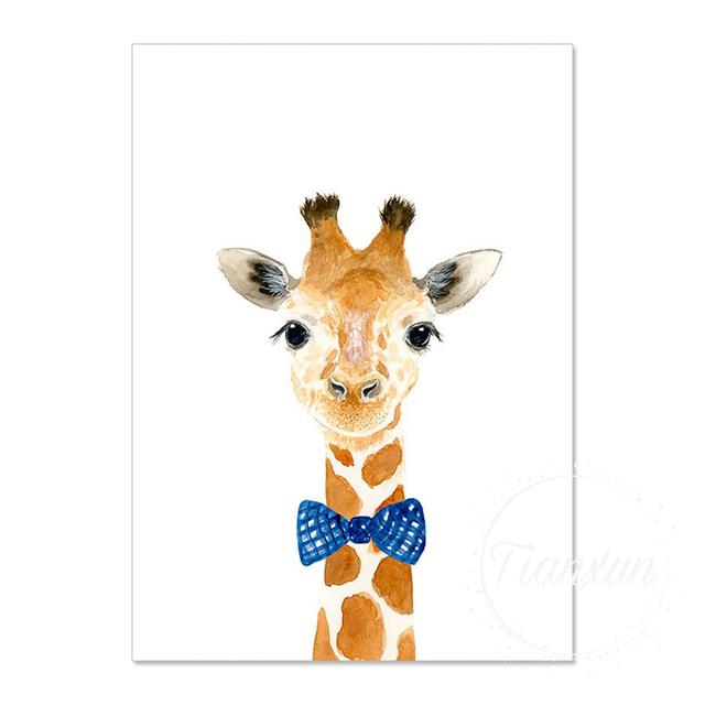 Blue Bow Tie lovely Animal Canvas Painting With Poaters And Prints Wall Art Tiger Picture For Boys Room On The Wall Room Decor No Frame