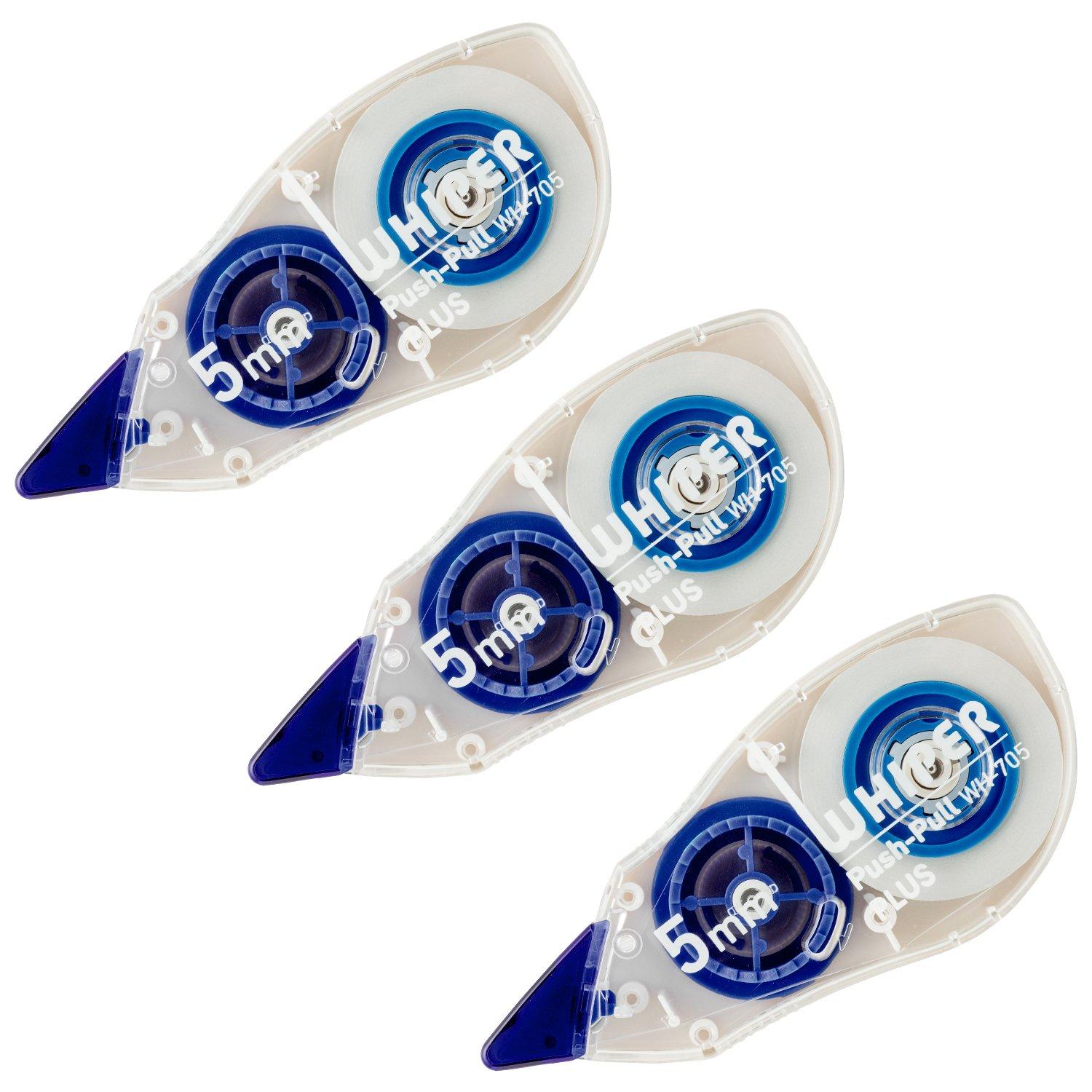 

Plus Correction Tape Whiper 3 Pack 5mm Width Blue Push-Pull 49-965