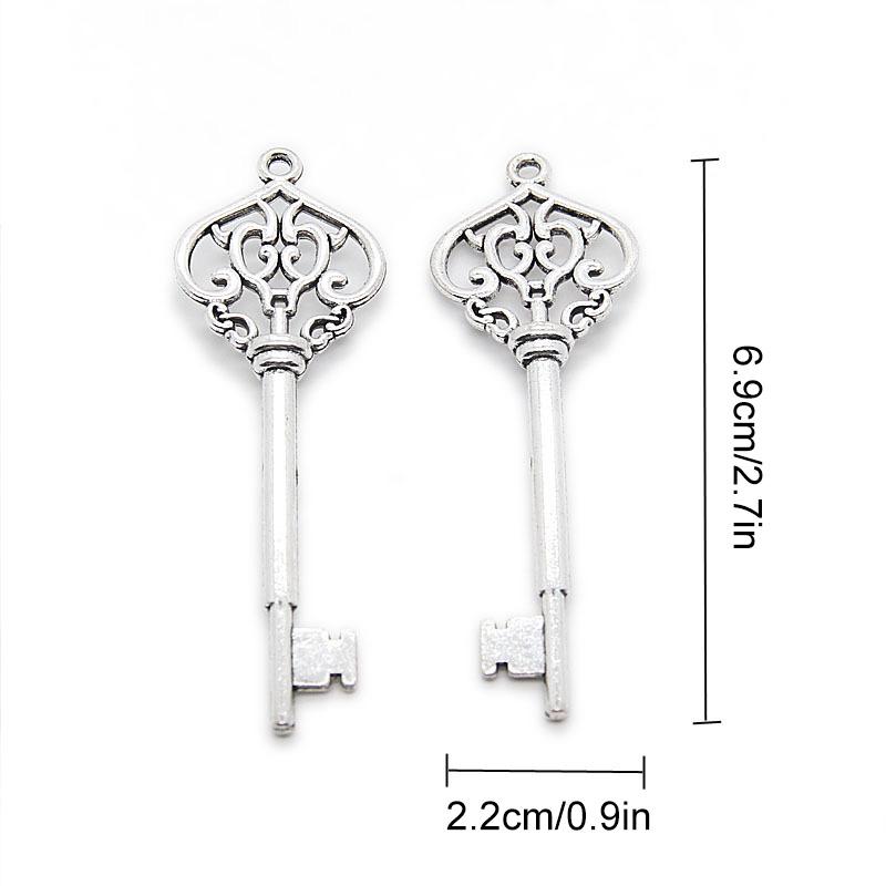 30Pcs/Set Key Shape DIY Skeleton Antique Silver Alloys Vintage Antique Bronze Plated Santa Keys Pendants