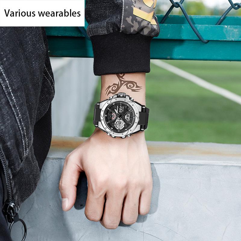 Trendy and Personalized Men's Electronic Watch Outdoor Sports Waterproof Luminous Watch Multi-functional Male and Female Student Watch