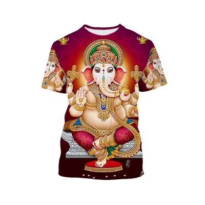 Hindu Wisdom God Ganesha 3D Printed Men T Shirts Oversized Vintage Tops 90s Aesthetic Streetwear Tees