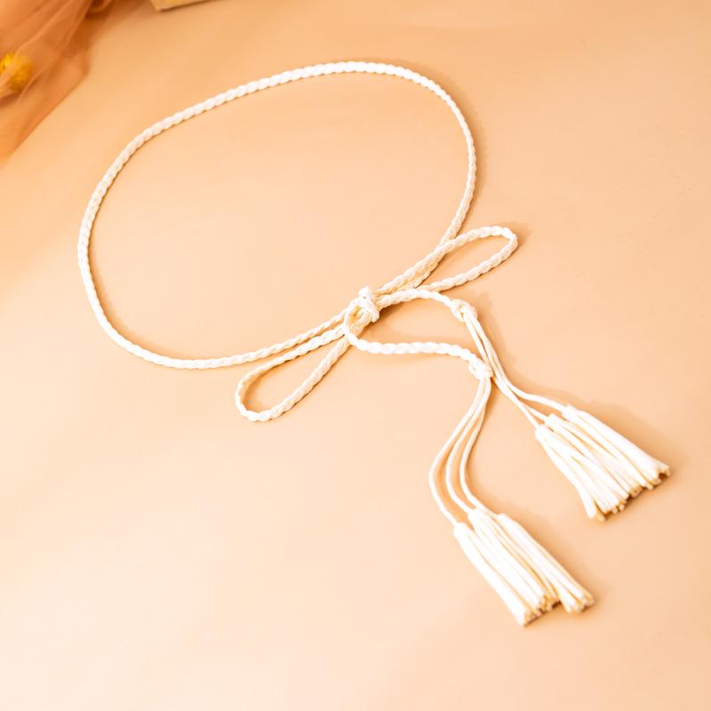 Cinto de Cintura Feminino Tecido com Borlas - Couro Nó Corda Fina Acessório Corset