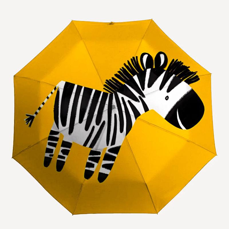 

1pc Zebra Yellow Circle Automatic Folding Umbrella Portable Collapsible 8-Rib Umbrella for All Seasons, Casual Outdoor Accessory, B45
