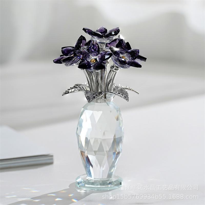 Crystal Hydrangea Ornament Blue Crystal Flower Decor Symbolism Gift for Home Decor Special Occasions Crystal Vase Gift Decor