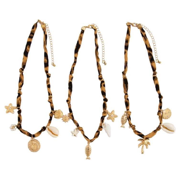 3 шт./упаковка Регулируемая длина Пляжные ракушки Ожерелья Цепочка на ключицу Особенность Имитация жемчуга Для повседневной одежды 1