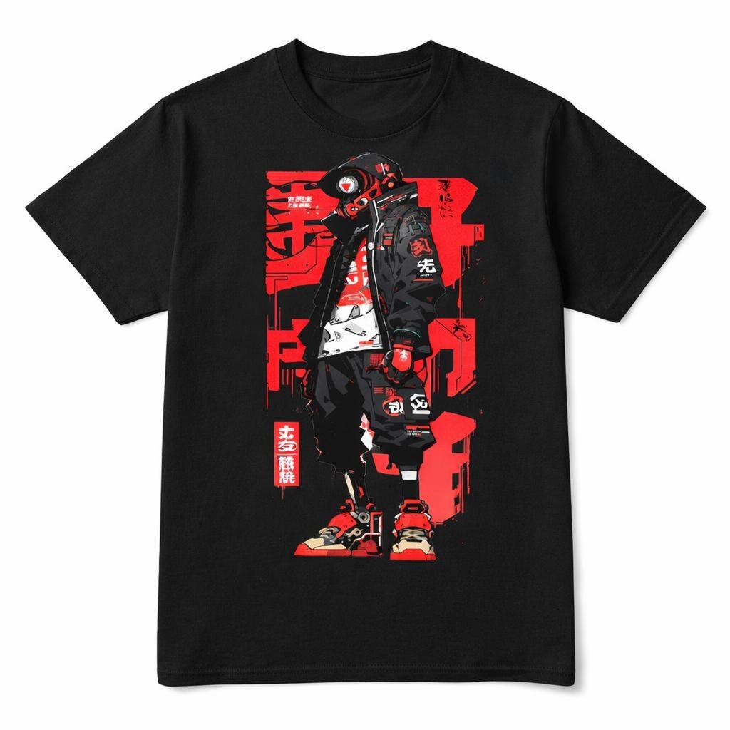 Cyberpunk Anime T Shirt Futuristic Streetwear Graphic Tee Cyber Shirt