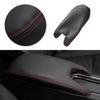 Black+Red Line Console Armrest Box Leather Cover Trim For Cadillac ATS 2013-
