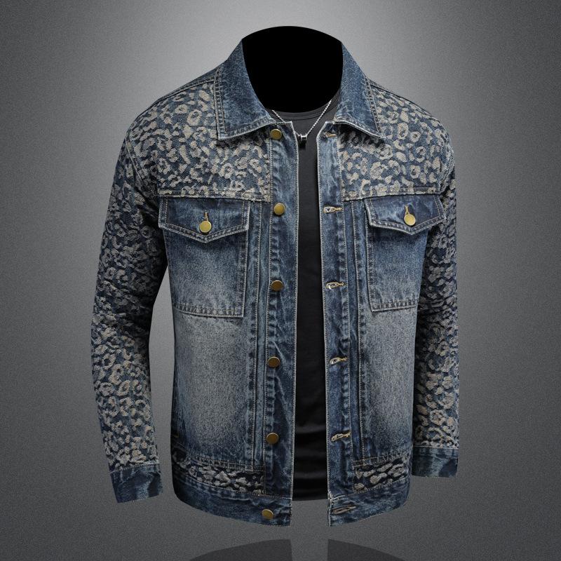 Spring and Autumn New Casual Fashion Jacquard Denim Jacket Men s Trend Fashion Versatile Denim Jacket 1088 M