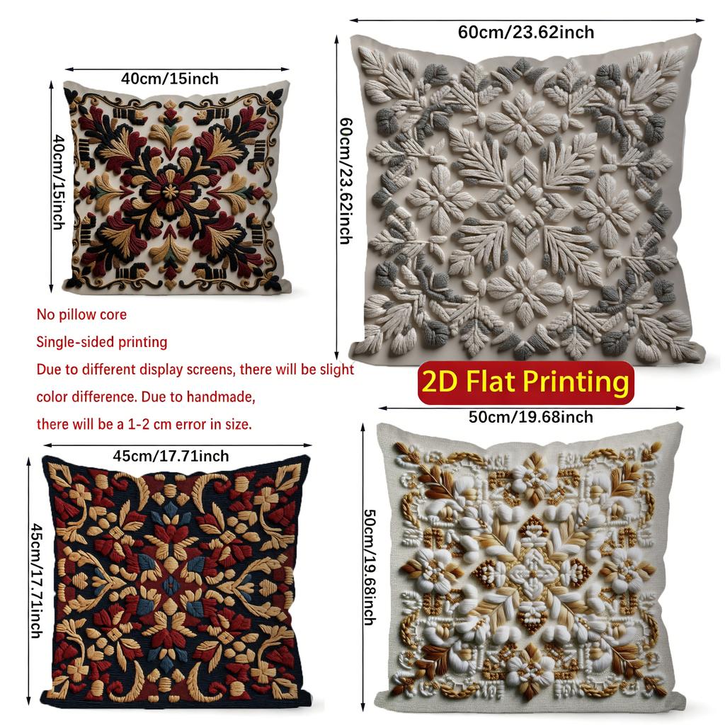 2D Intricate Floral Pattern Decorative Pillow Covers Pattern Cushion Cover Suitable For Sofa Bedroom Car Pillow Cover