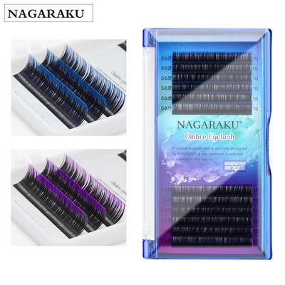 הארכת ריס Ombre NAGARAKU Ombre כחול סגול מיקס 7-15 מ"מ 16 קווים צבע שיפוע